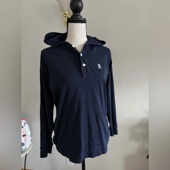 Psycho Bunny Dark Blue Hooded Shirt - Picture 2 of 8